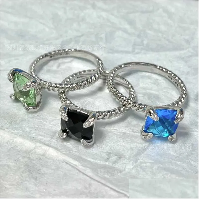 Полоса Rings Sterling Luxury Zircon Jewelry Designer Sier Ring For Button Woman 925 Drop Delivery Otkcg