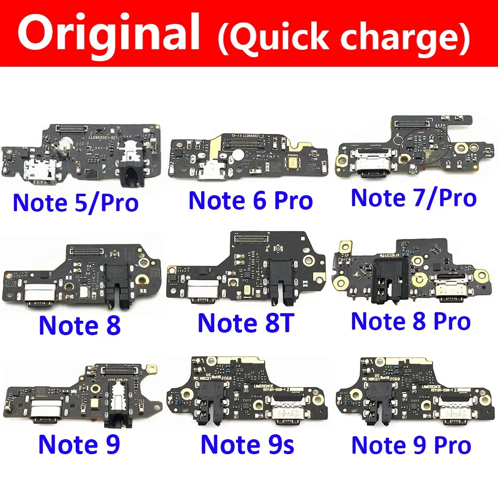 Kablar Original USB Charge Port Jack Dock Connector Charging Board Flex Cable för Xiaomi Redmi Note 5 6 7 8 8 8T 9 Pro 9s 10 10S 11 4G 5G