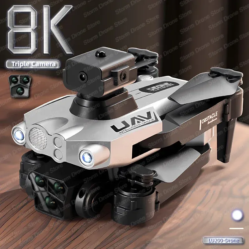 Drones New Lu200 RC Drone 8K Professinal With 4K Three Camera Wide Angle Optical Flow Localization 360° Obstacle Avoidance Quadcopter