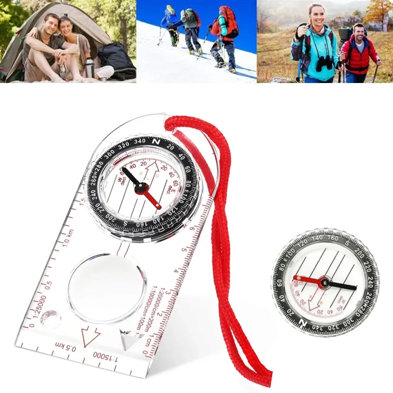 Compass Compass Navigation Map lezen Multifunctioneel waterdichte waterdichte kompas kamperen Wandelschaal Ruler Outdoor Orienteering Tools