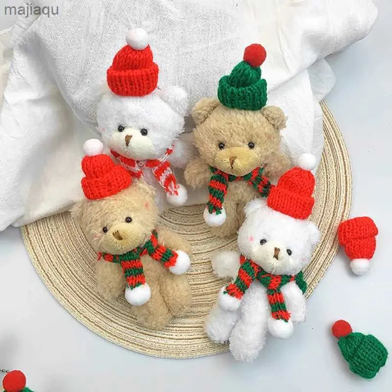 Dolls de pelúcia 10pcs 15 cm Kawaii Teddy Bear Plexhop Toy Chaveton Cartoon Christmas Bear Plexh Chain Smag Pingente para Girl Christmas Giftsl2404