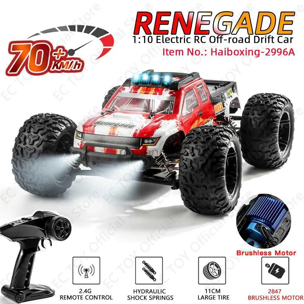 CARECL/RC CAR HAIBOXING 2996A 1 10 70KM/H 4WD RC CAR com carros de controle remoto LED OFF ROAD CARRIMA