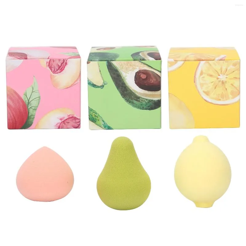 Makeup Sponges 3st Set Fruits Shape Foundation Blending Multicolored Blender Cosmetic för torr våt användning