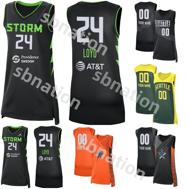 2024 Storm Women Basketball Jerseys 24 Jewell Loyd 4 Skylar Diggins-Smith 30 Breanna Stewart 10 Sue Bird Davis Melbourne Vivians Holmes Horston Magbegor Ogwumike