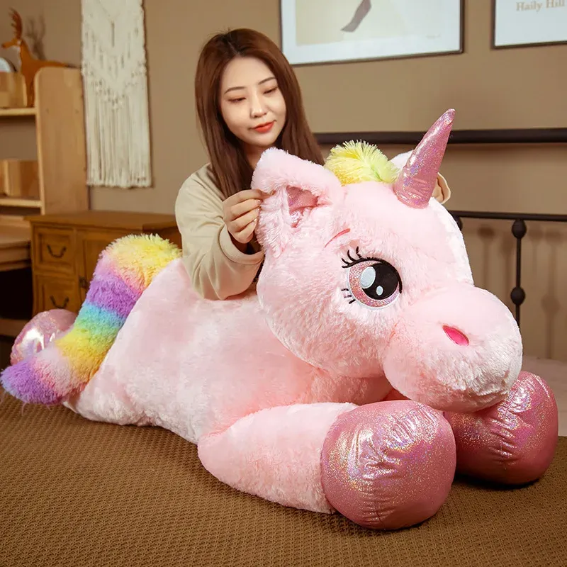 Подушки Большой размер радуга Unicorn Plush Toys Kawaii Детские игрушки фаршированные мультипликационные куклы детская кукла Дети рождественский день рождения подарок на день рождения