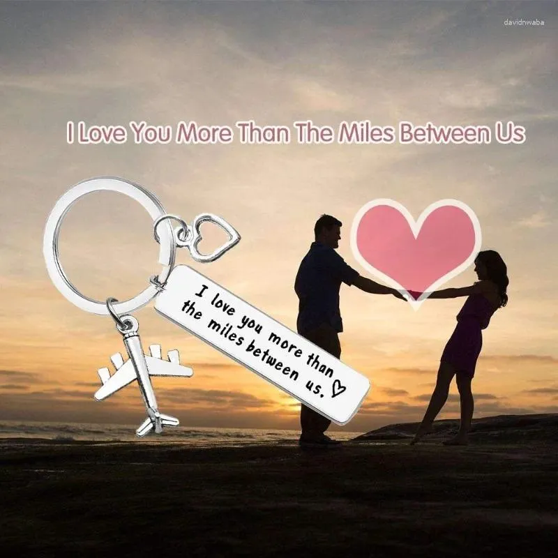 Keychains Valentines Day KeyChain I Love You More Than Key Chain Women The Miles Between Us Ring Plane Pendant Accesorios Lovers Gift