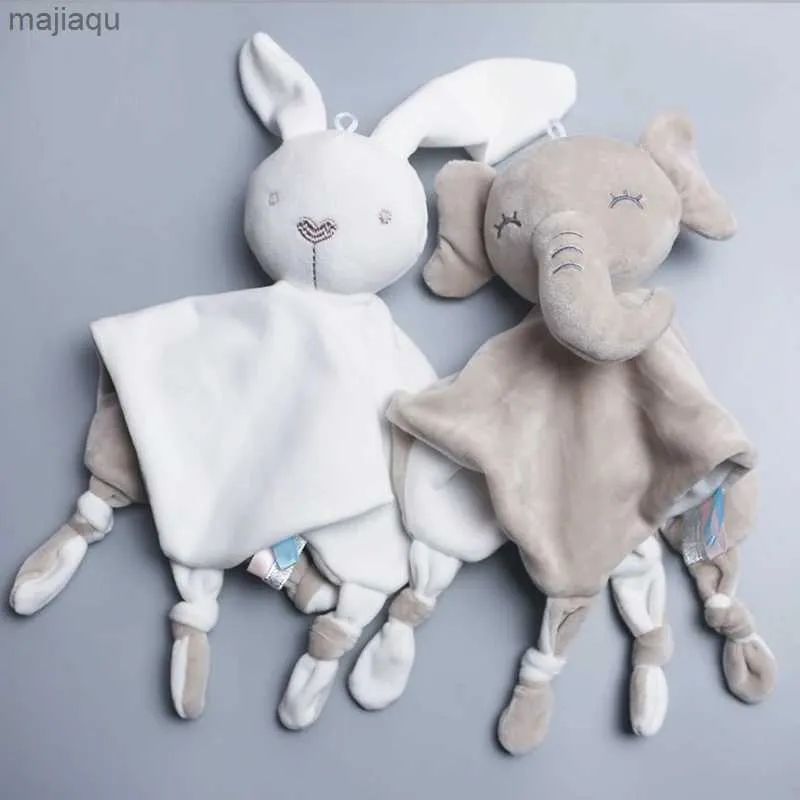 Plush Dolls Cartoon Rabbit Plush Toy Soft Stuffed Baby Toy Infant Animal White Bunny Soothe Appease Towel Comforting Blankie Toy With RattleL2404