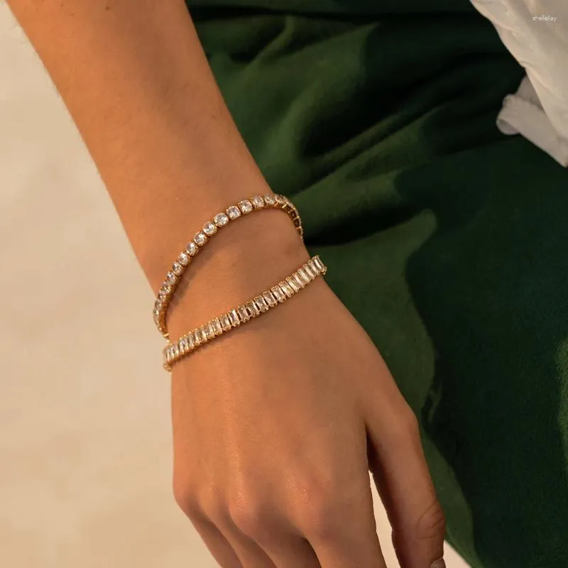 Bracelets de charme Tennis de zircone cubique de luxe pour femmes hommes glacés Bracelet Crystal Bracelet Trendy Gold Color Wedding Bijoux