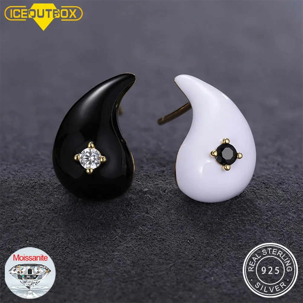 Pendientes D VVS Moissanite NUEVA Mujeres NEGRAS NEGROS ESOMOS ENAMELARIOS PARAS DE CARRACIÓN DE LA LAZA 100% 925 STERLING SILG