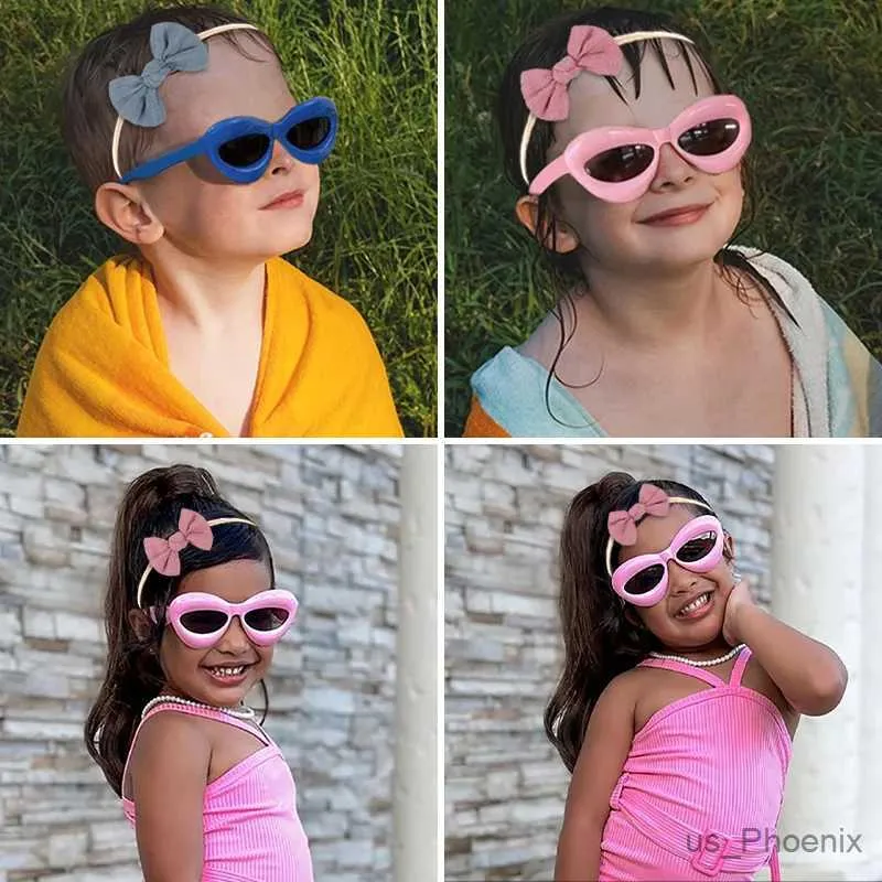 Аксессуары для волос 2 ПК/Установите новые детские цвета мягкие головные повязки с бабочками мода в форме губ UV400 Солнце