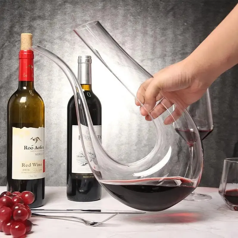 Crystal Glass Decanter European Red Wine Set Dispenser U-shaped Pot Household 240419