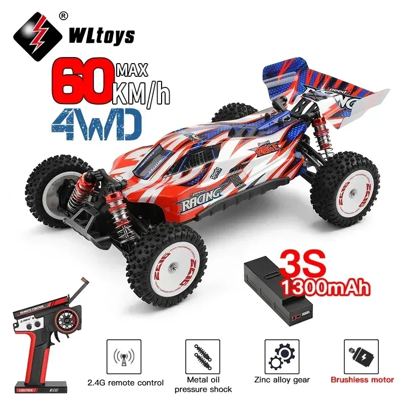 Voitures wltoys 124008 60 km / h 4 roues motrices RC 3s Racing Car Car Brushless sans vitesse à grande vitesse High Speed ​​Drift Remote Control Toys Gift