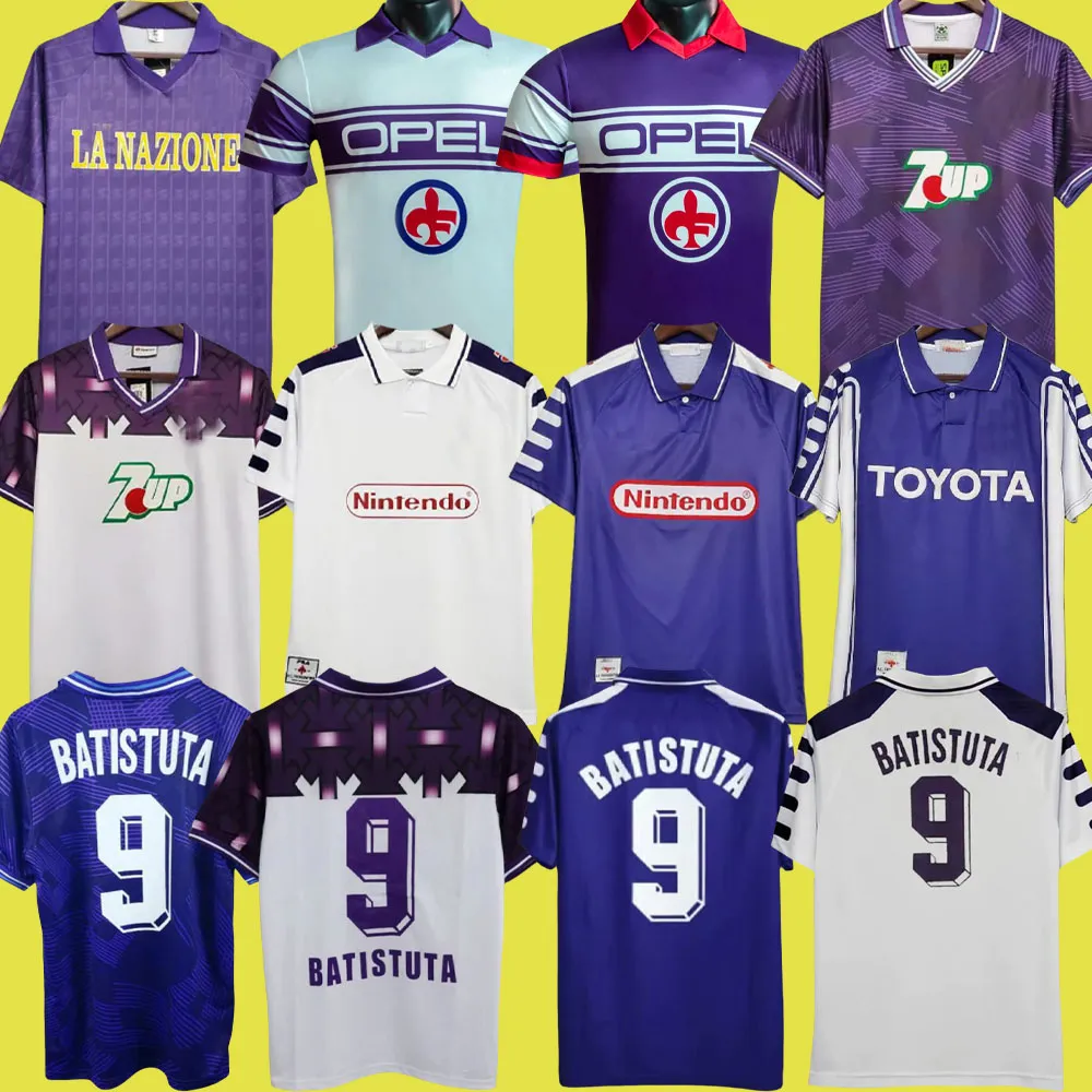 Fiorentina Retro Soccer Jerseys 1979 1980 1984 1989 1990 1991 1992 1993 1993 1995 1998 1999 2000 Batistua 9 Rui Costa 79 80 84 85 89 90 91 91 92 94 95 96 97 98 99 00 00 00