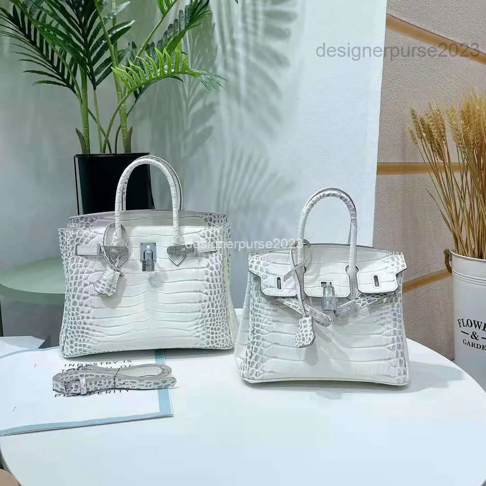 Klassieke tas Designer Tassen Toes Diamond Buckle Fashion Handtassen Grote capaciteit Messenger Himalayan White Crocodile dames MKKL