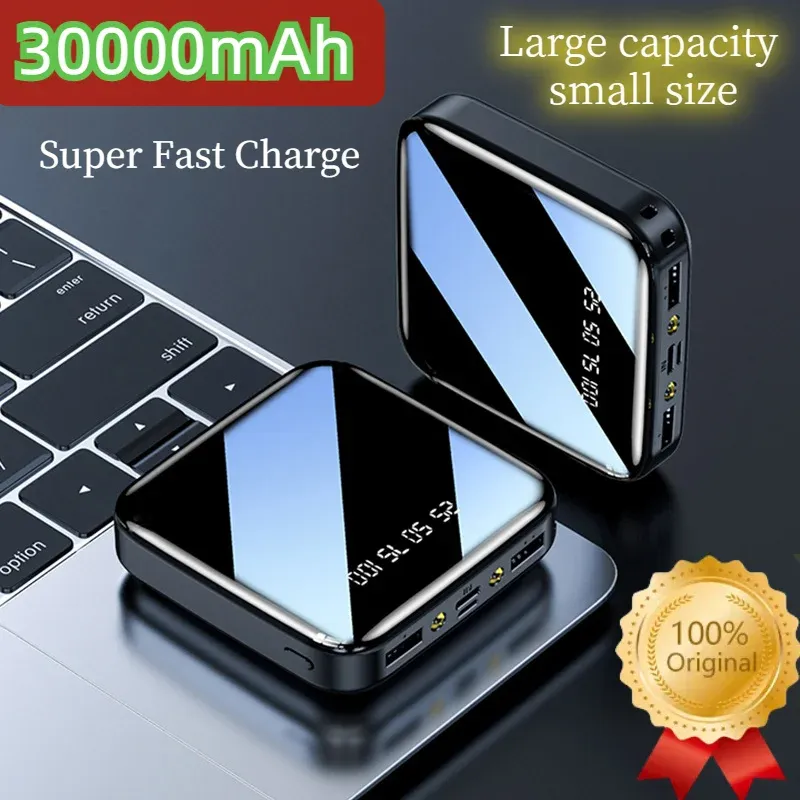 Chargers Mini Power Bank 30000mAh Portable Super Fast Charger External Battery Pack For iPhone Xiaomi Samsung Poverbank Digital Display