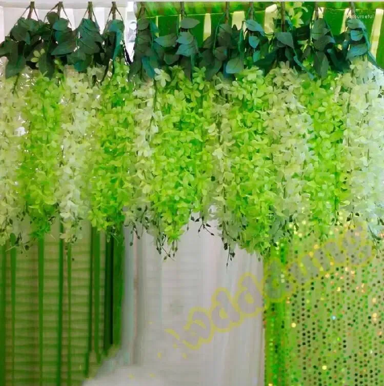 Decorative Flowers Romantic Wedding Decoration Garland Artificial Wisteria Silk Flower Vine Inserted Arches Christmas Party Decorations