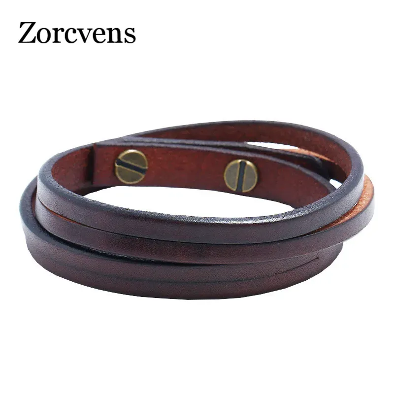 Brins Zorcvens Punk Vintage Bracelet pour hommes multicouche à la main bracelet en cuir tissé bracelet Bracelet Male Bijoux Malles