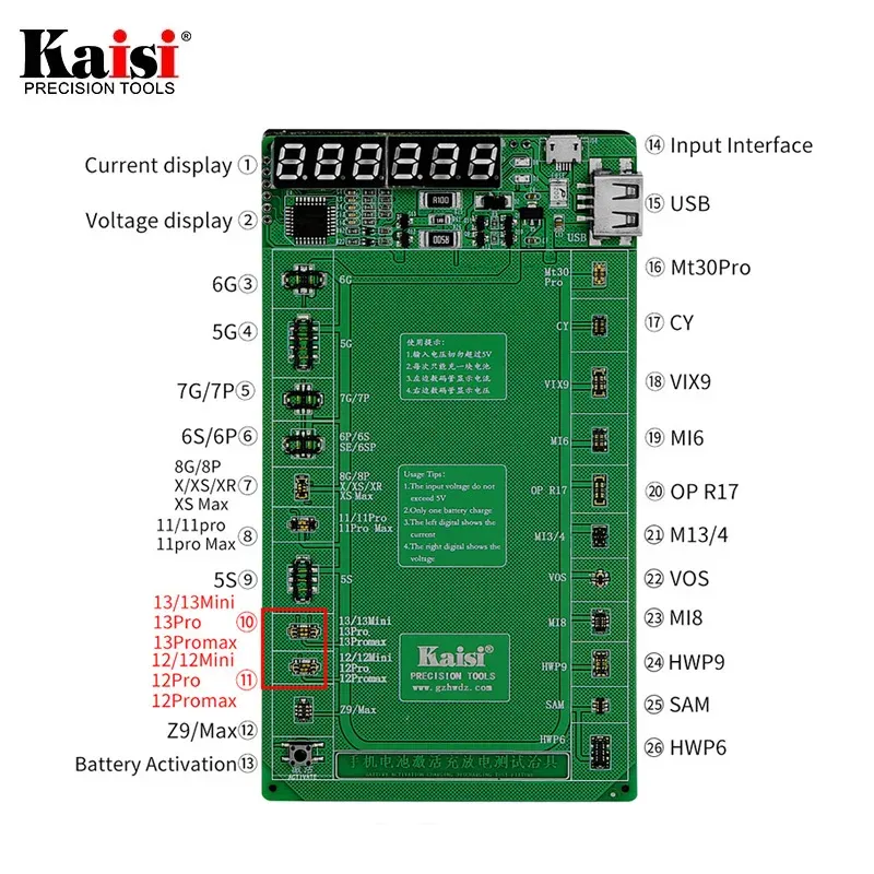 Obwody Kaisi K9208 2022 Wersja Płyta aktywacyjna akumulatora dla iPhone'a 13 12 11 XS/Samsung/Xiaomi/Huawei Mate 30/p9 // oppo