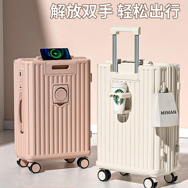 Bagages à bagages Femme 2024 Nouveau cas de pullrod grande capacité 20 "Small Travel Motwordcase avec une valise de roue universelle silencieuse