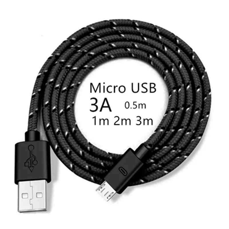 Kablar Micro USB 3A CABLE UNIVERSAL Snabb laddningskabel för Samsung Xiaomi Huawei Android -telefon surfplatta Kamera USB -laddningsdatakabel