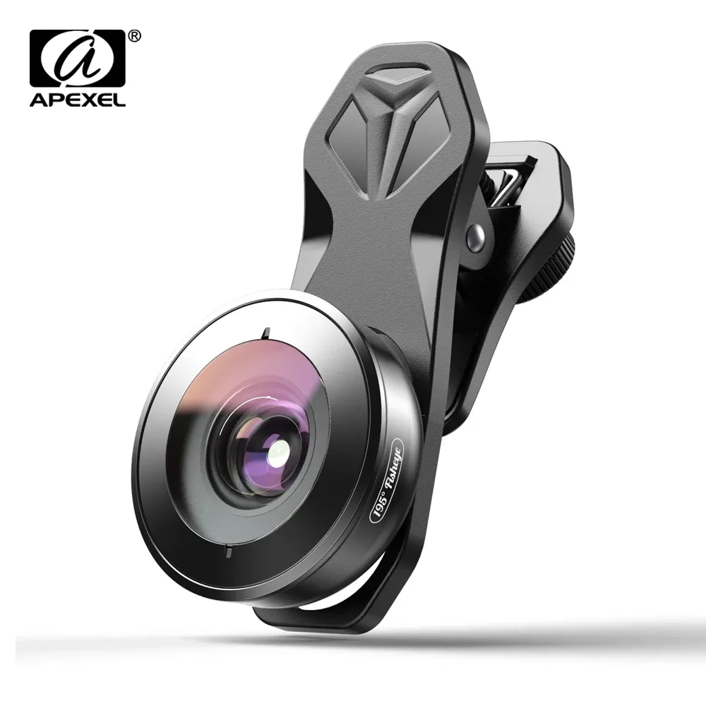 Lens APEXEL High quality mobile lens HD 195 degree super fish eye fisheye lentes 4k phone camera lenses for iPhone 7 8 X Xiaomi phone