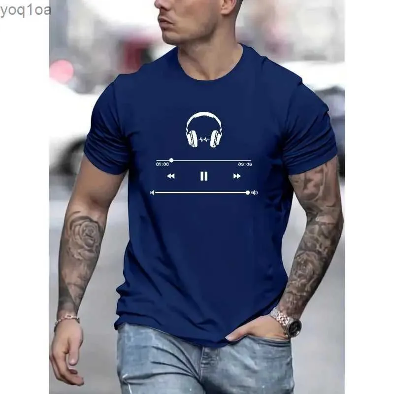 Men's T-Shirts Music Lover Pattern Print Mens Medium Stretch T-shirt Graphic Tee Mens Summer Clothes Mens OutfitsL2404