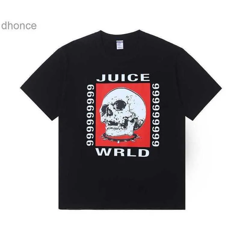 Designer masculin à manches courtes tendance mode tendance 999 jus wrld bandit photo tee crâne imprimer t-shirt coton coton