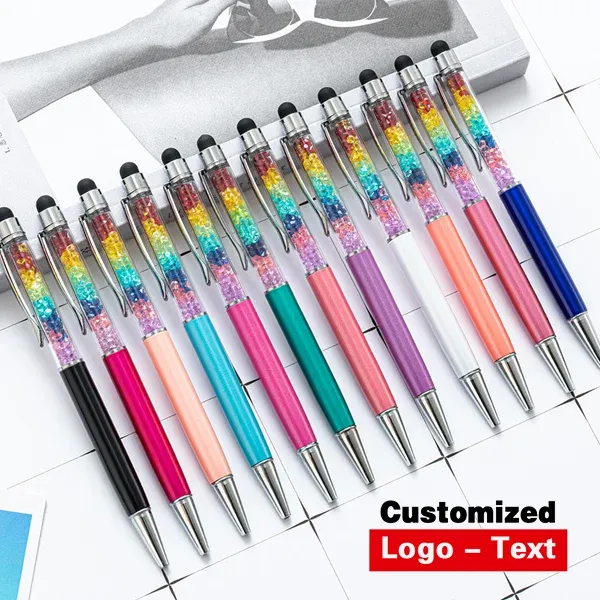 Pens 1050Pcs Wholesale Creative Colorful Crystal Touch Pen Diamond Ballpoint Pens Stationery Baptist Festival Customized Logo Gift