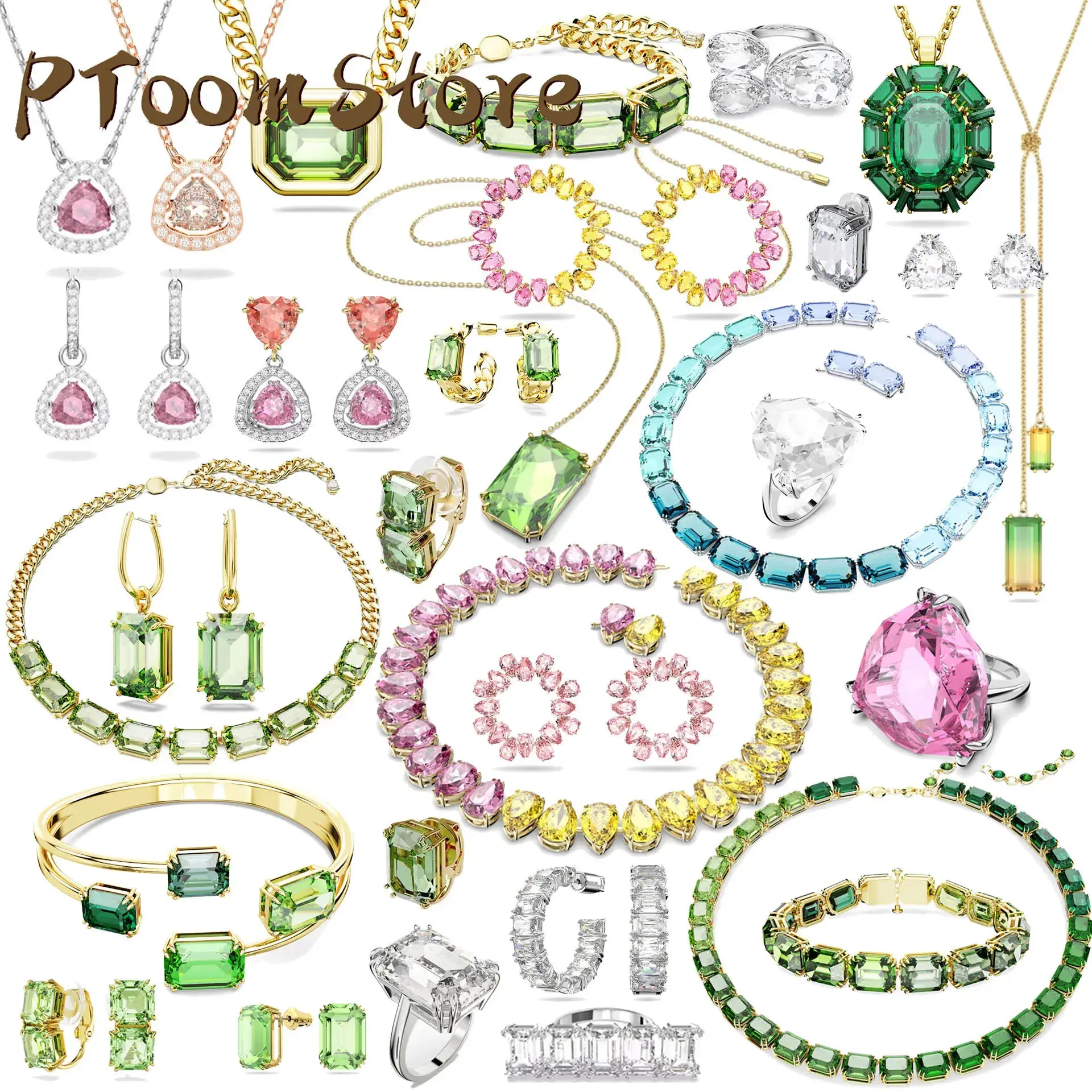 Strands Original Millenia Jewelry 2023 New Trend Bridal Jewelry Set Charm White Green Crystal Name Necklace Bracelet Earrings for Women