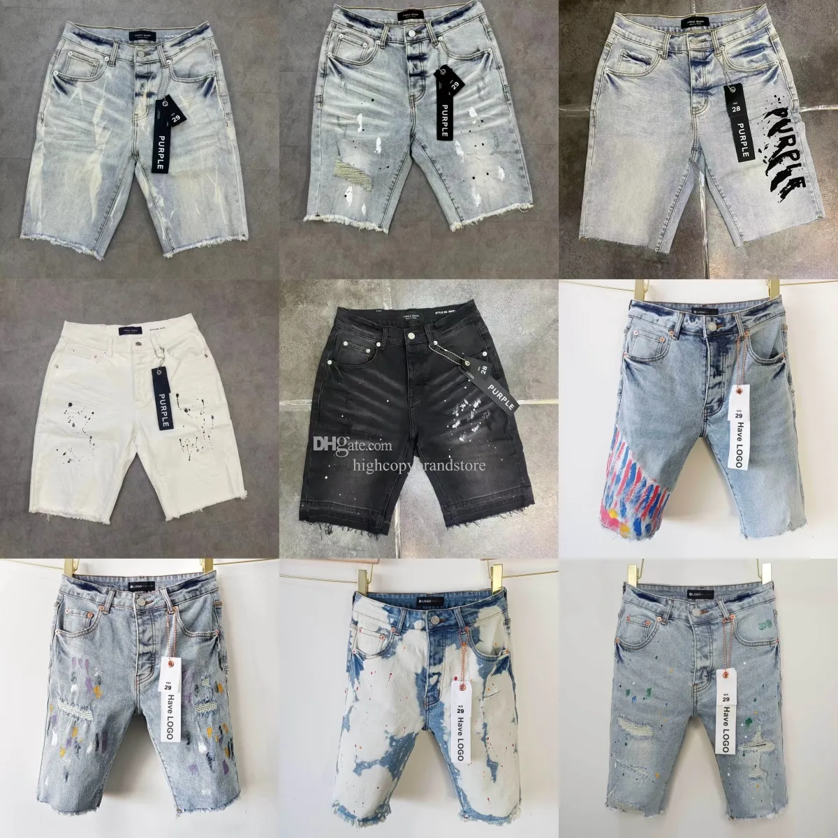 Men's Purple Jeans Shorts Casual Ripped Biker Slim Straight Medium designer Stacked Ksubi Trendy Brand Retro Pants