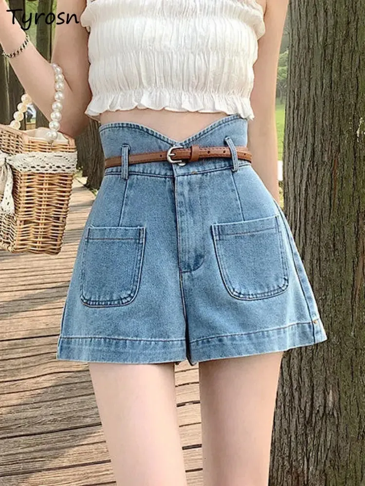 Shorts Women Fashion Simple Solid Design Solose S-5XL Denim per il tempo libero elegante in stile coreano in stile coreano estate per tutte le gocce studenti 240418