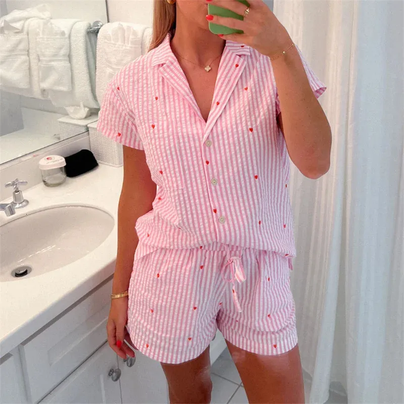xingqing y2k pajama set women fairycore clothing lapel collar singlemesthlead bleched singled seemseeve top and shorts sleepwear 240423