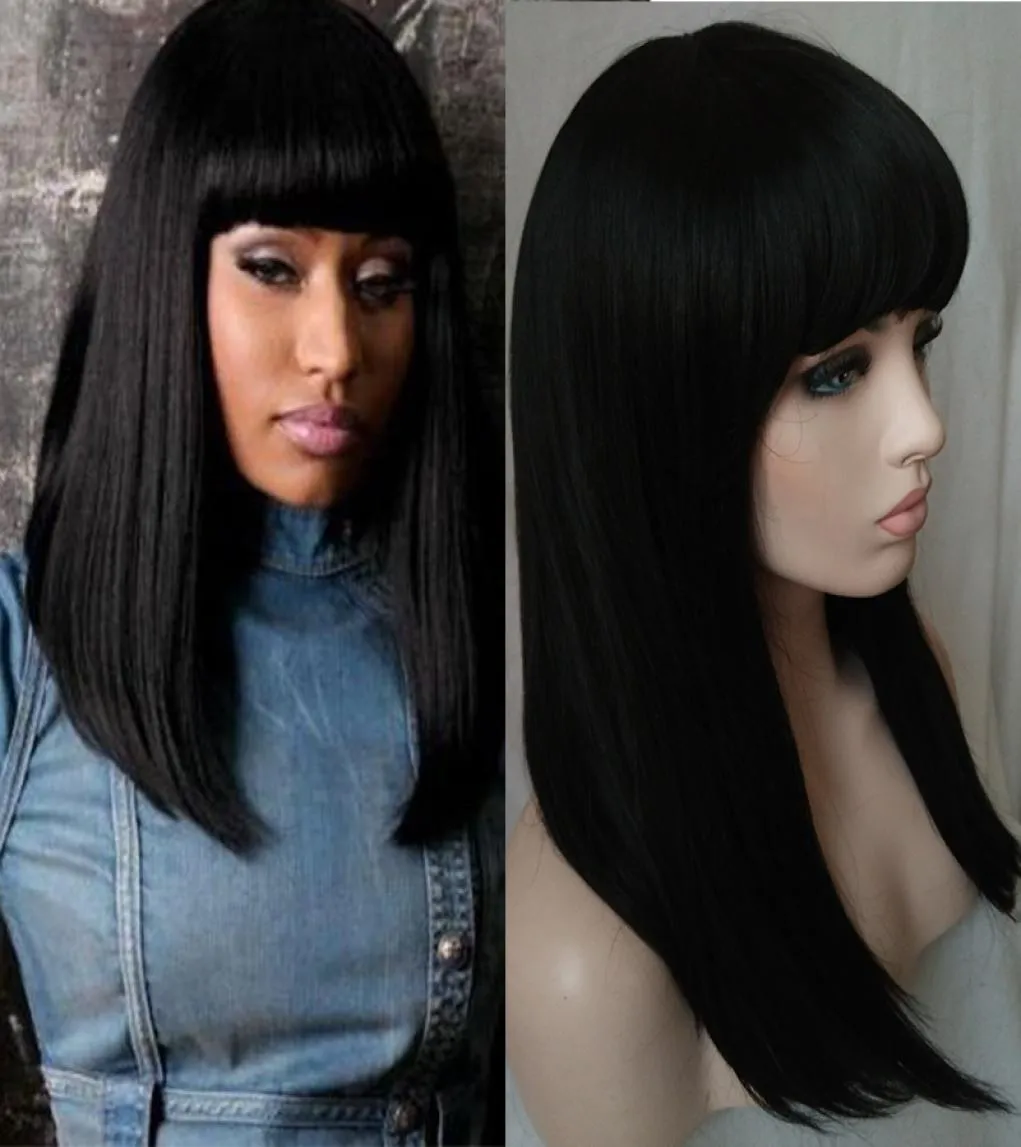 Długie proste peruki dla kobiet naturalne włosy słodkie kobiety moda długie peruki bob czarne włosy drag queen Wig5872505