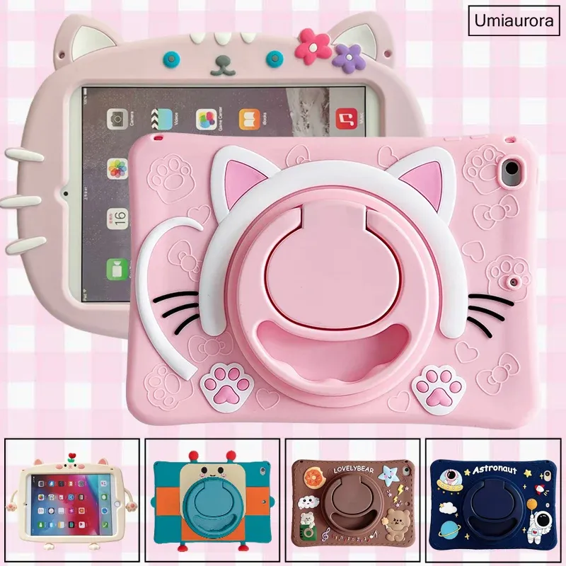 Fall för Xiaomi Mipad 5 Mi Pad 5 6 Redmi Pad 10.6 SE 11 tum 2023 Kids Cartoon Tablet Case 360 ​​Rotation Hand Ring Stand Cover Funda