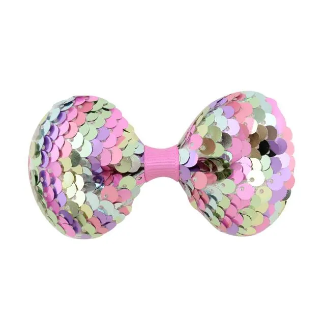 Fest glitter paljetter hårklämma barn båge hårnål barn tillbehör flicka stor bowknot barrette baby clips manual hårstrån stift