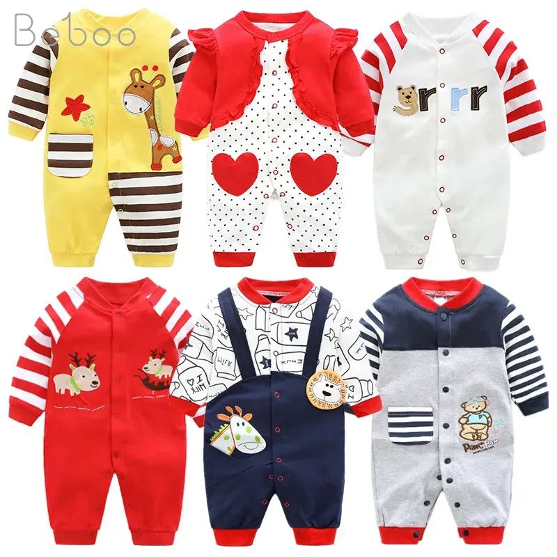 SUJETS UNISEUX NOUVELLES UNISEUX Mentleman Automne à manches longues Rompers Cotton Baby Clothes For Boys Girls Toins Infantil Costume Wear