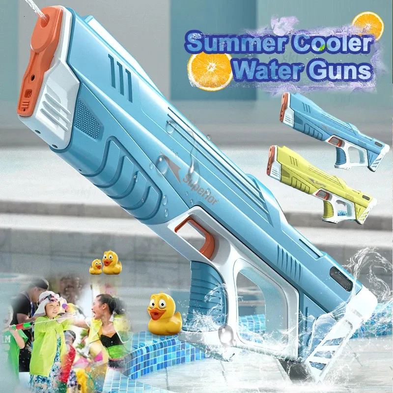 Full Electric Automatic Water Storage Gun Portable Children Summer Beach Outdoor Fight Fantasy Toys for Boys Kids Game 240420