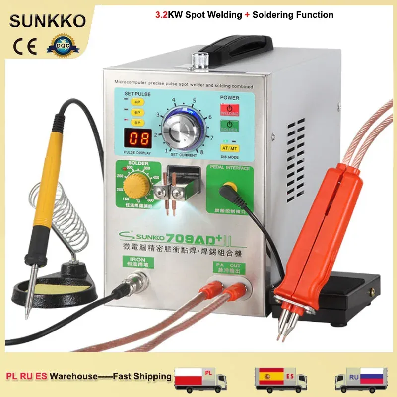 Puntlassers Sunkko 709Ad + Maszyna do zgrzewania punktowego 3.2kw indukcja elektromagnetyczna automatyczna zgrzewarka punktowa do 18650 akumul