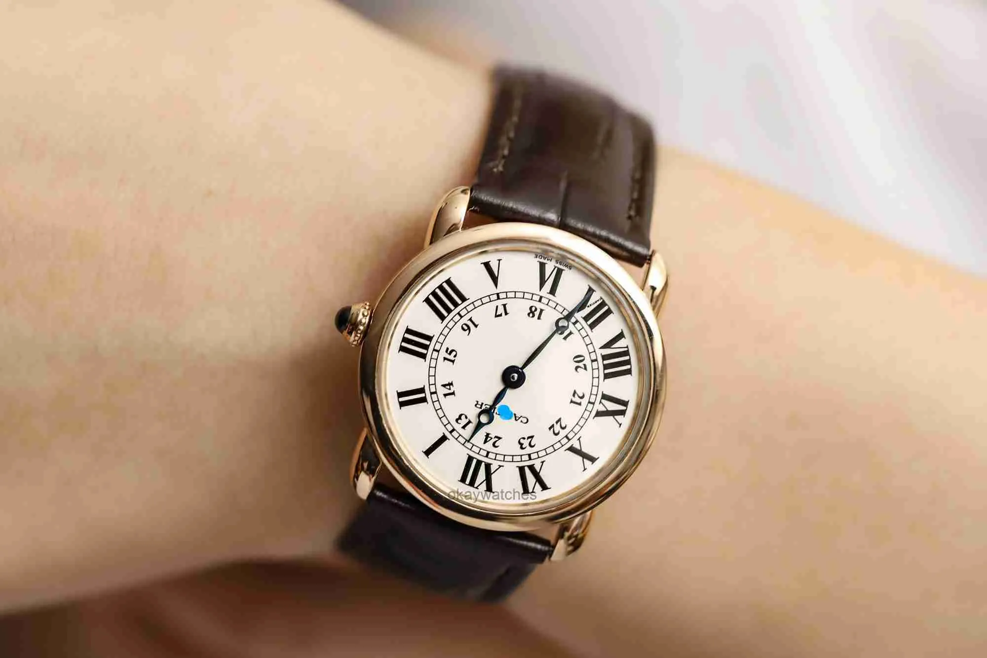 Dials arbeiten automatische Uhren Carter Solo Serie 18k Gold Quartz Womens Watch W 6 8 0 1 5