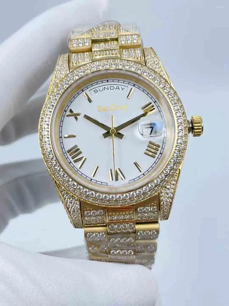 Montre-bracelets Watch de 41 mm - Diamant Roman Face Roman Calendrier Mouvement mécanique Luxury