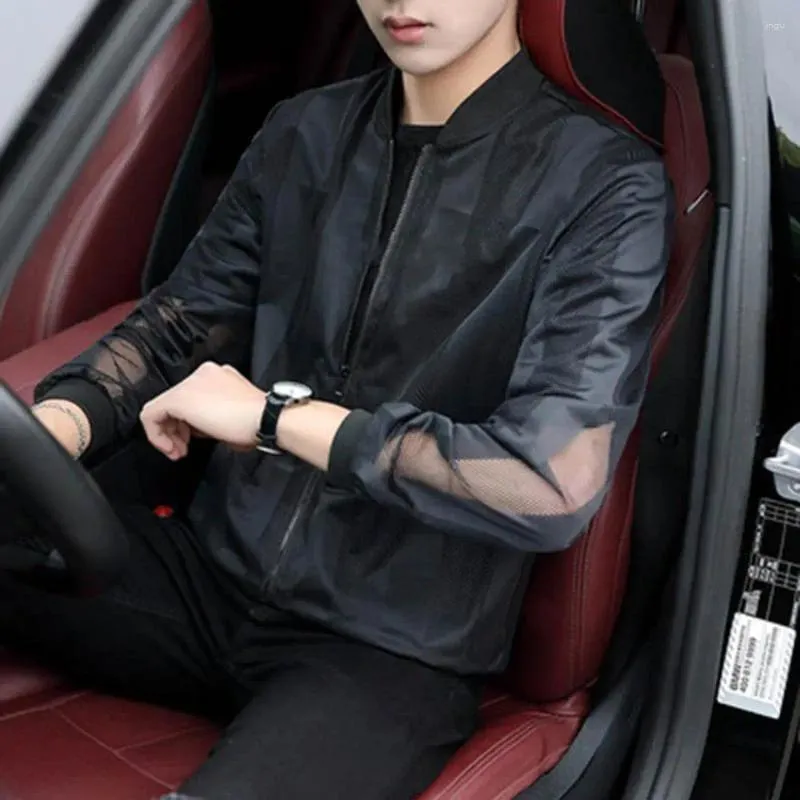 Mens Summer Jacket, Breathable Hollow Zipper Closure Sunscreen