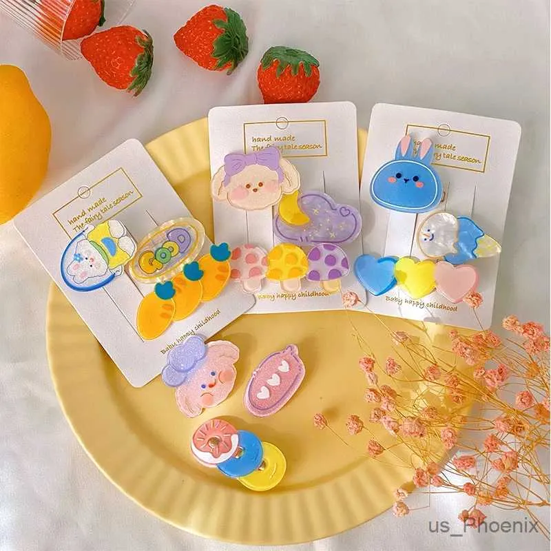 Accessoires de cheveux 3 pcs / ensembles Enfants mignons animaux dessin animé carottes Ornement Clips de cheveux bébé filles alliage Barrettes Hairpins Kids Accessoires de cheveux