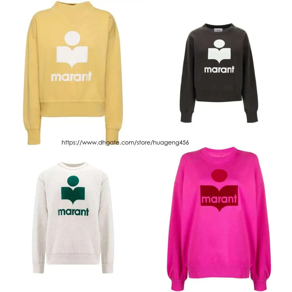 24SS -ontwerper Isabel Marant Hoodie vrouwen sweatshirt nieuwe gedrukte driehoek nek pullover dames'loo's lange mouw hoodies