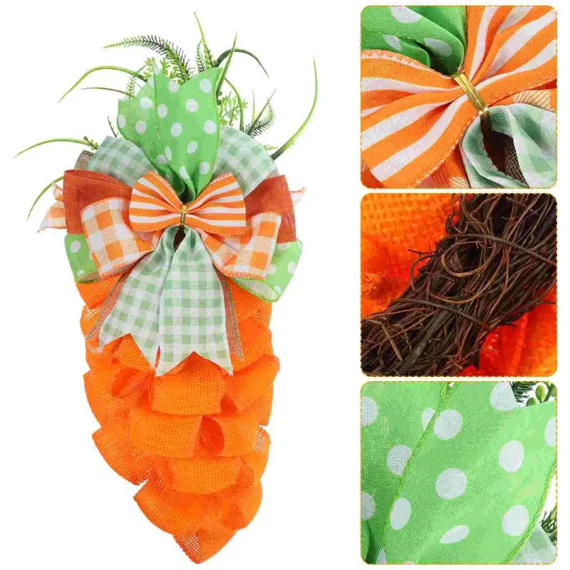 Figurines décoratines Carrot Garland Couronne pour porte d'entrée Décorations de Pâques Flower Party Supplies Prophes Tissu de suspension