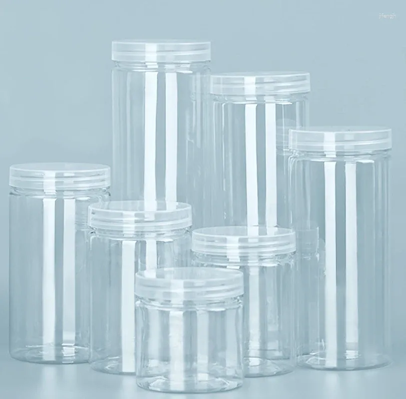 Bouteilles de rangement pot en plastique avec couvercle claireuse en pot de cuisine