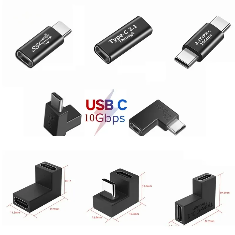 Accessori Ushaped Angled a 90 gradi USB 3.1 10 Gbps Tipo C Maschio a femmina OTG Adattatore convertitore OTG per Adattatore convertitore Huawei Xiaomi