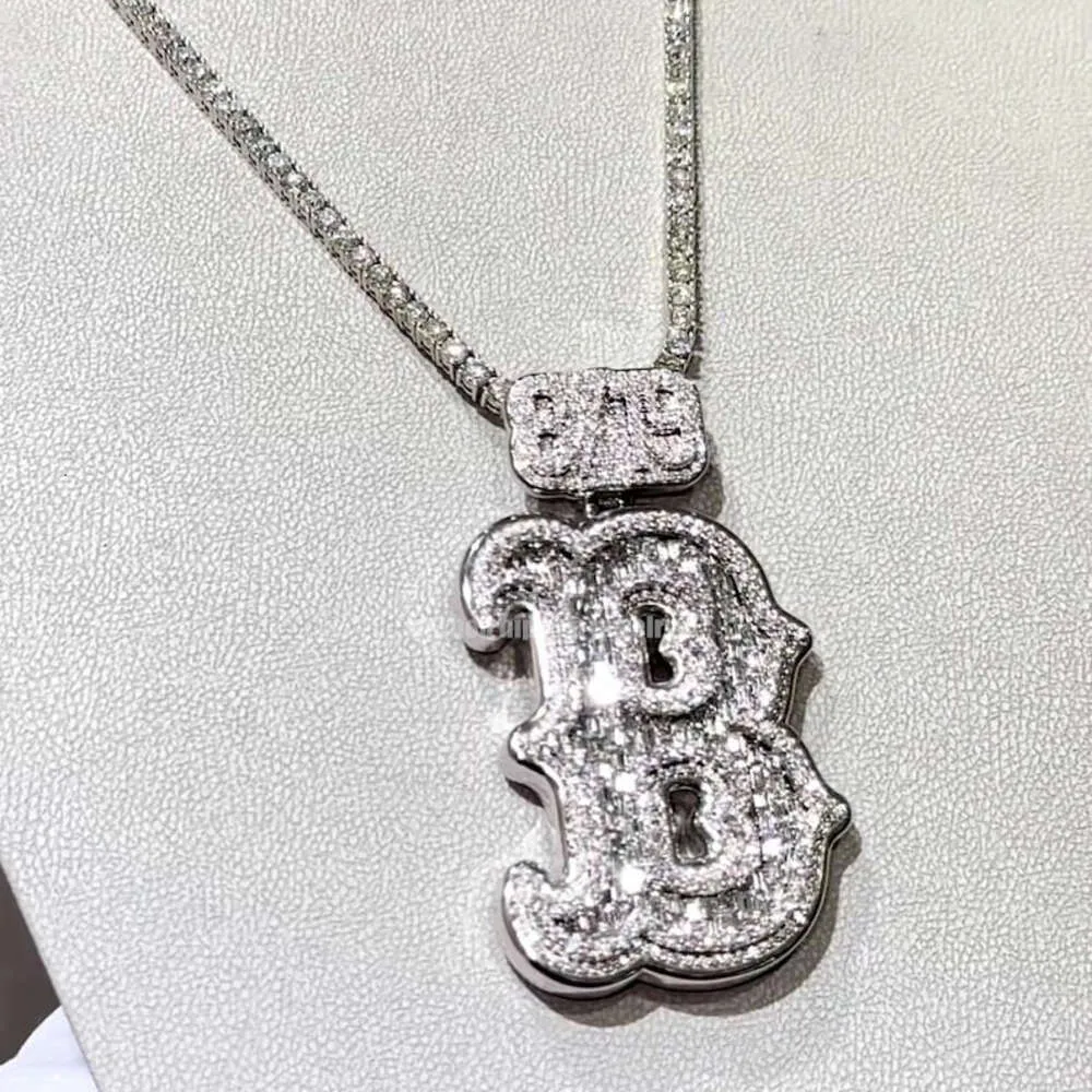 Güzel Takı Sterling Sier Moissanite Ice Out Özel Mektup "B" Kolye için Hip Hop Kolye