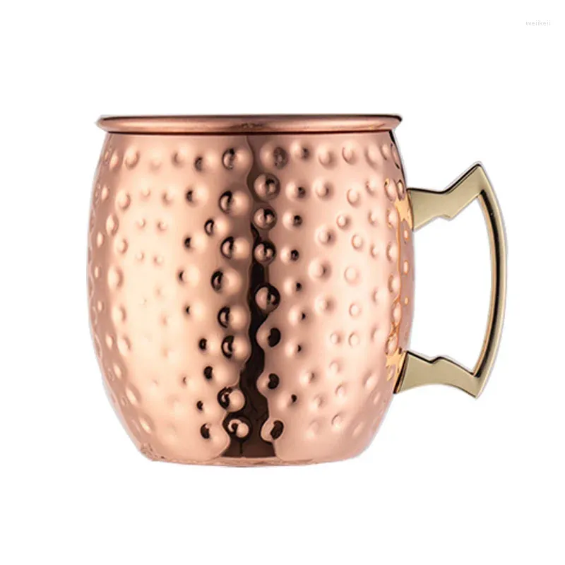 Mugs 10st 304 Rostfritt stål Moskva Mule Cup Copper Plated Hammer Dot Drum Walking Bar KTV Cocktail