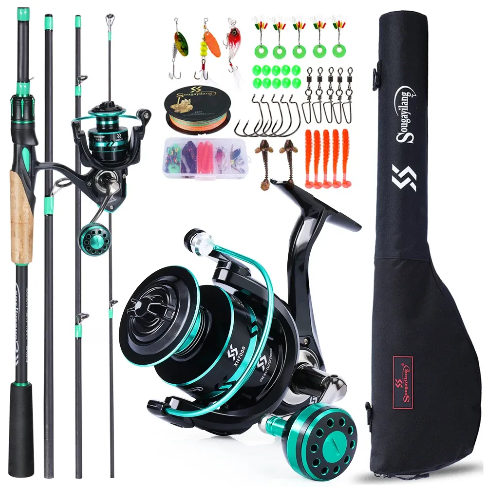 Accessories Sougayilang Fishing Rod and Reel Full Kit 1.8m,2.1m Spinning Rod and 5.0:1 Gear Ratio Fishing Reel for Freshwater Carp Fishing