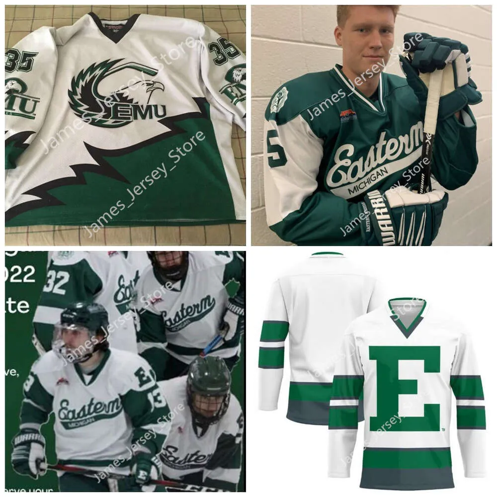 KOB 2022 NCAA Custom Michigan Eagan Eastern Michigan EMU Hockey 9 Mark McGee 15 Colin Staub 11 Joseph Smereck 17 Kyle Henry 95 Austin Turner